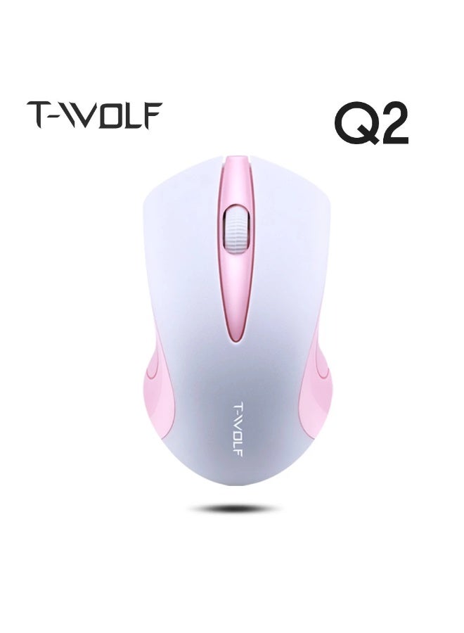 T-Wolf Q2 Optical Wireless Mouse Portable Ergonomic Mice USB Receiver Optical Office Mouse 3 Button 1200 DPI for PC/Laptop  (WHITE) - Image 4